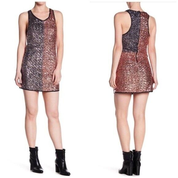One Teaspoon Sequin Racerback Mini Dress In Bronze/Silver Size XXS NWT Scarface - Picture 1 of 11